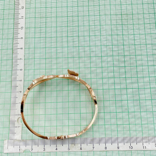 Stainless Steel Rose Gold Cubic Zirconia Mother Of Pearl Butterfly Bangle Kada Secondary image