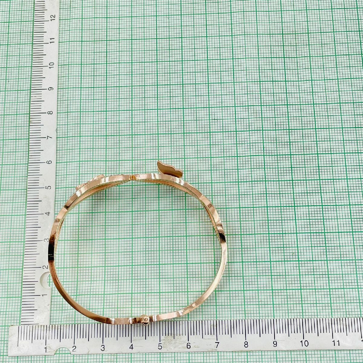 Stainless Steel Rose Gold Cubic Zirconia Mother Of Pearl Butterfly Bangle Kada