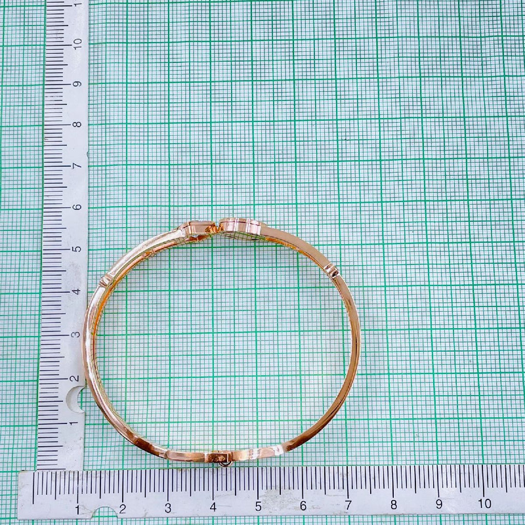 Stainless Steel Rose Gold CZ Clover Flower Bangle Kada Bulk