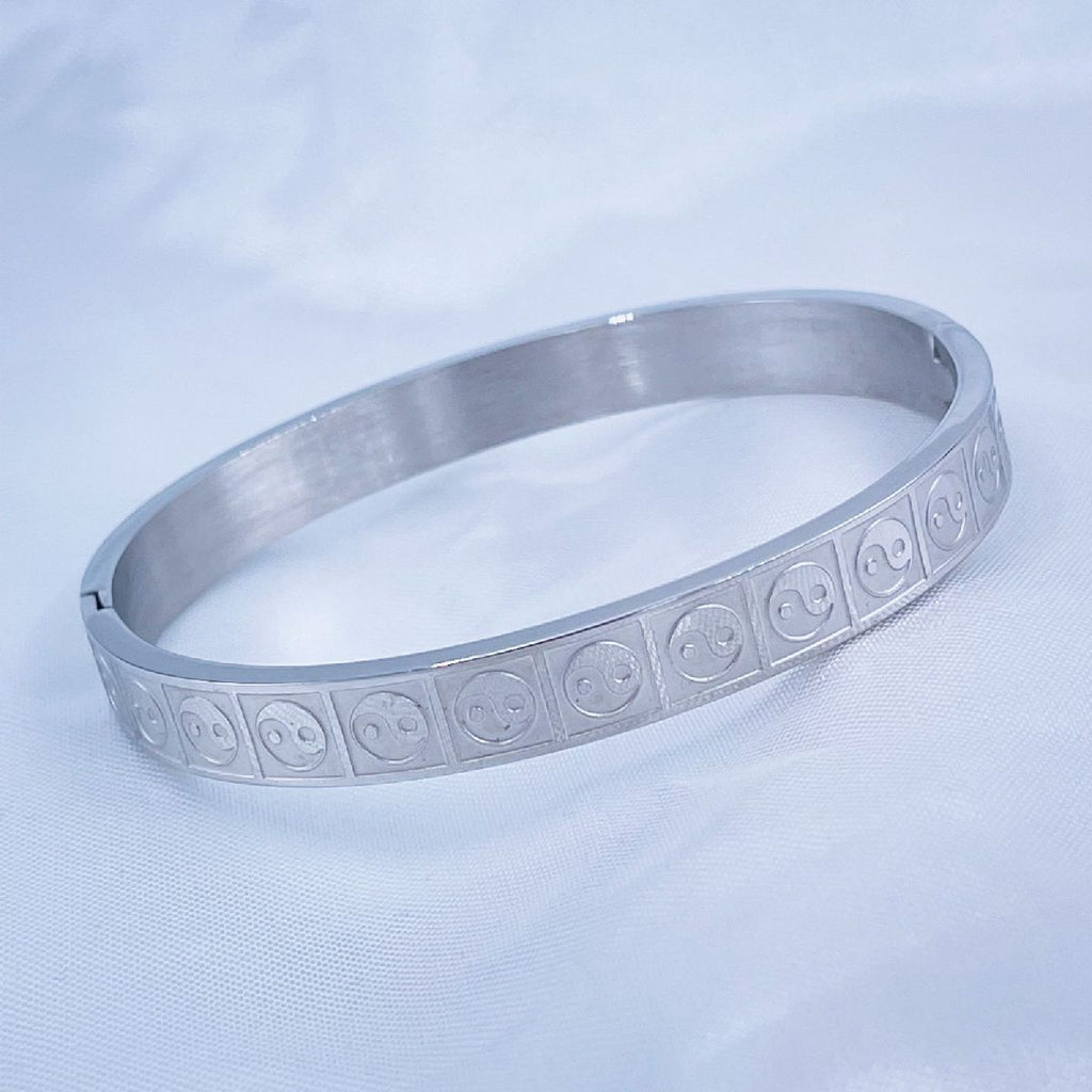 Stainless Steel Ying Yang Silver Openable Bangle Kada For Men Bulk