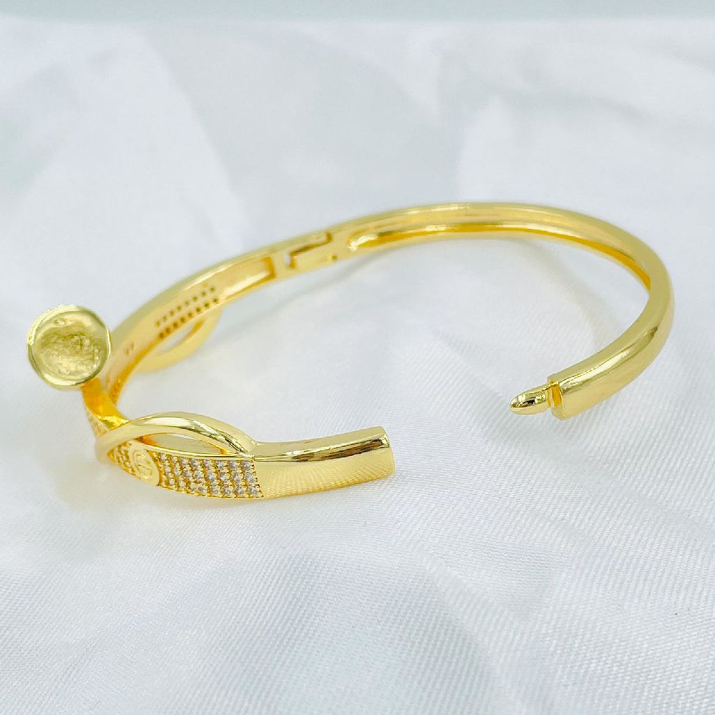 Copper Double Layer Screw Nail CZ 18K Gold Openable Kada Bulk