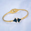 Stainless Steel Gold Black Cubic Zirconia Openable Bangle Kada Bulk