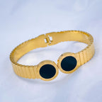 Roman Stainless Steel Black Gold Openable Bangle Kada For Women Bulk