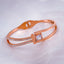 Princess Cut Stainless Steel Rose Gold Cubic Zirconia Bangle Kada Bulk