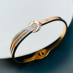 Roman Stainless Steel Rose Gold CZ Openable Bangle Kada Bulk