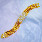 Hip Hop Iced Out Gold Rhinestone Lightning Curb Gold Bracelet Id Bulk