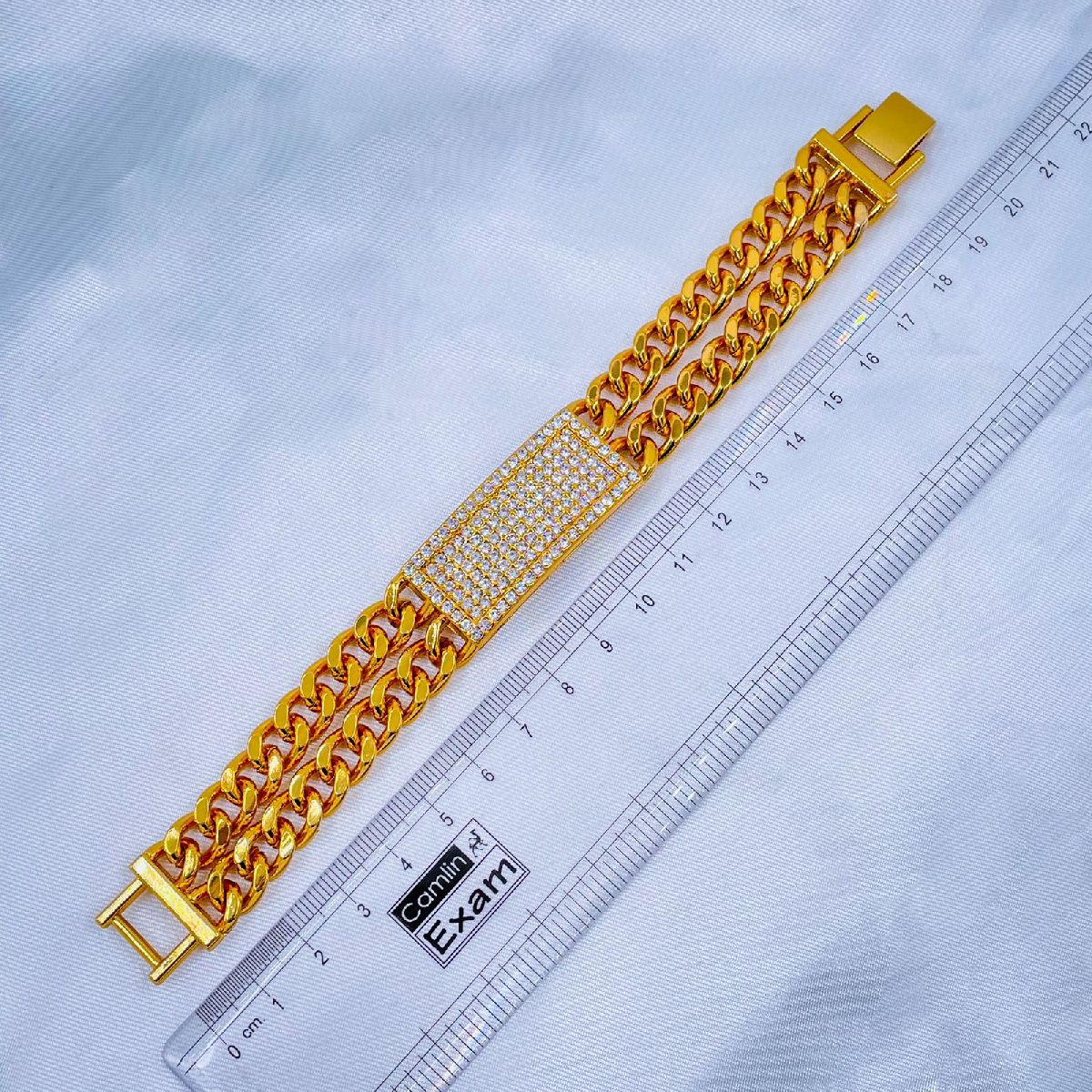 Hip Hop Iced Out Gold Rhinestone Lightning Curb Gold Bracelet Id Bulk