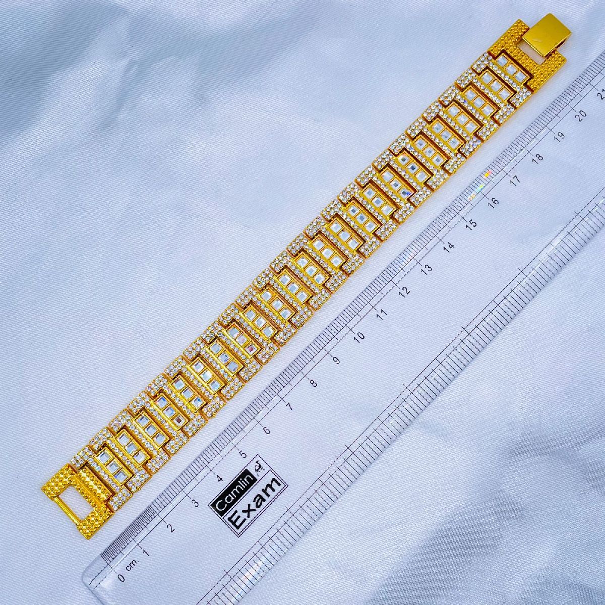 Hip Hop Iced Out Gold Rhinestone Crystal Watch Strap Wrist Band Bracelet Men