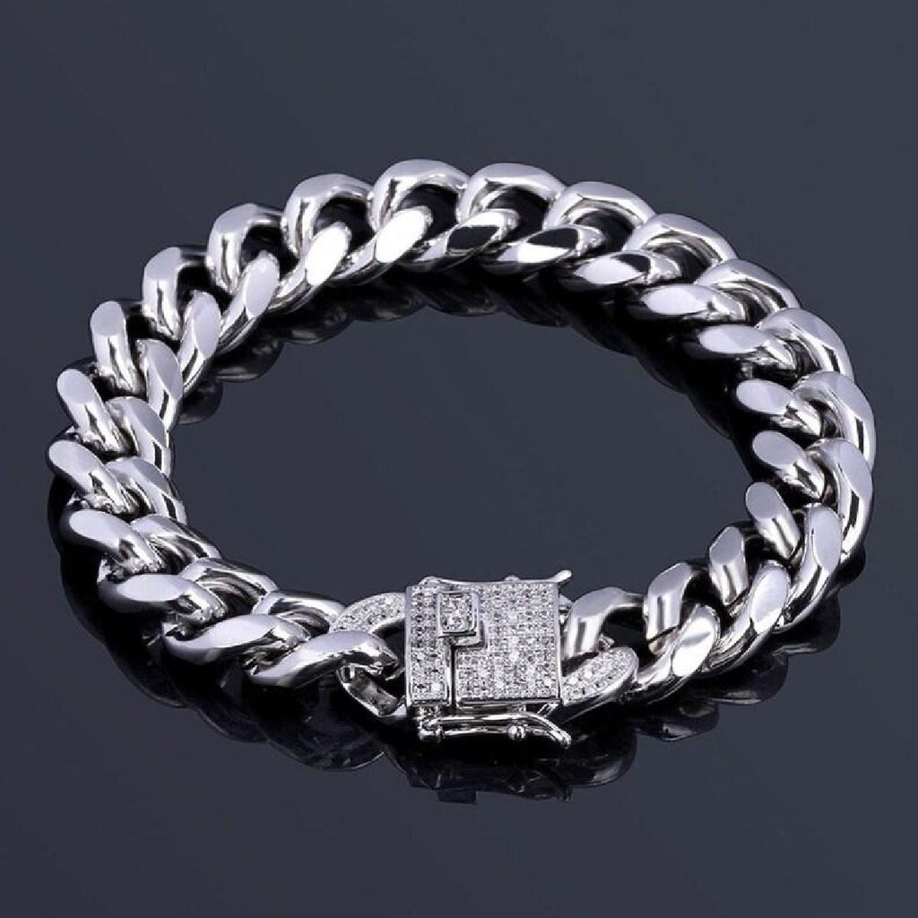 Hip Hop Iced Out Alloy Gold Rhinestone Gold Bracelet Links Men Bulk