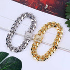 Hip Hop Iced Out Alloy Gold Rhinestone Gold Bracelet Links Men Bulk