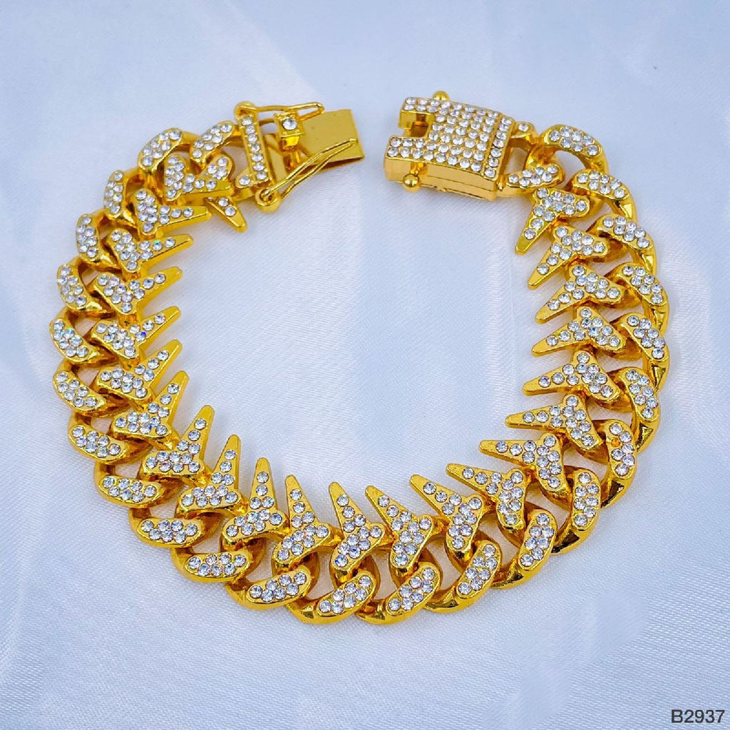 Hip Hop Iced Out Alloy Silver Rhinestone Silver Bracelet Links Bulk