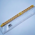 Hip Hop Iced Out Alloy Cuban Curb Gold Rhinestone Studded Chunky ID Bracelet For Men