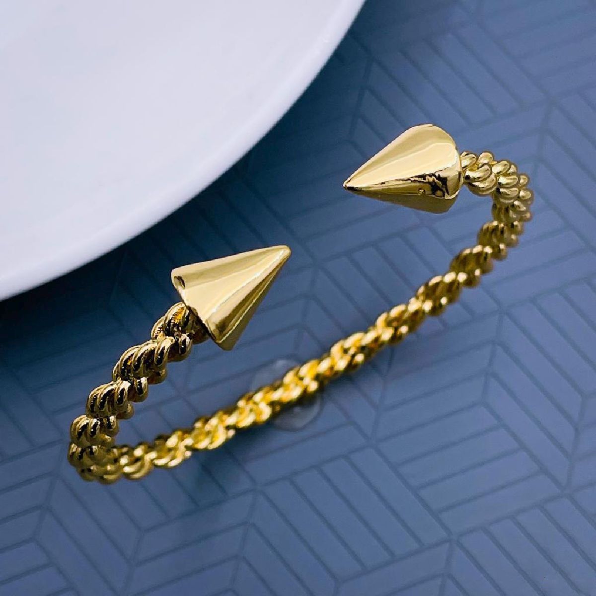 Nail Twisted 18K Gold Copper Adjustable Bangle Cuff For Women Bulk