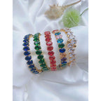 Multi Color Oval Cubic Zirconia Copper Free Size Bangle Kada Bulk