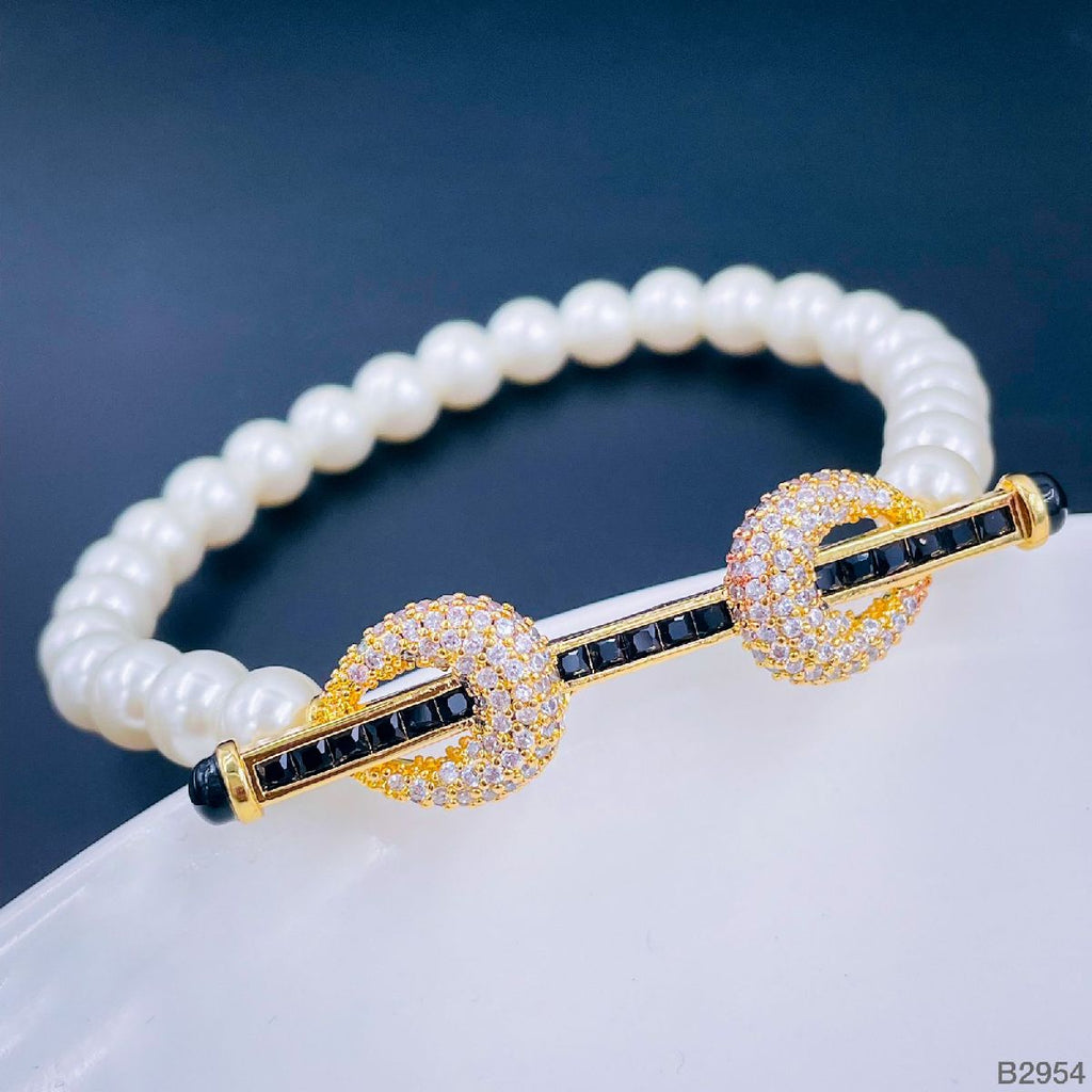 Princess White Cubic Zirconia Platinum Silver Pearl Bracelet Bulk
