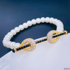 Princess White Cubic Zirconia Platinum Silver Pearl Bracelet Bulk