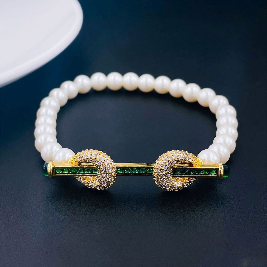 Princess White Cubic Zirconia Platinum Silver Pearl Bracelet Bulk