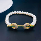Princess White Cubic Zirconia Platinum Silver Pearl Bracelet Bulk