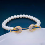 Princess White Cubic Zirconia Platinum Silver Pearl Bracelet Bulk