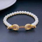 Princess White Cubic Zirconia Platinum Silver Pearl Bracelet Bulk