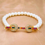 Princess White Cubic Zirconia Platinum Silver Pearl Bracelet Bulk