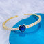 Heart Love Blue Cubic Zirconia 18K Gold Copper Bangle Cuff Women Bulk