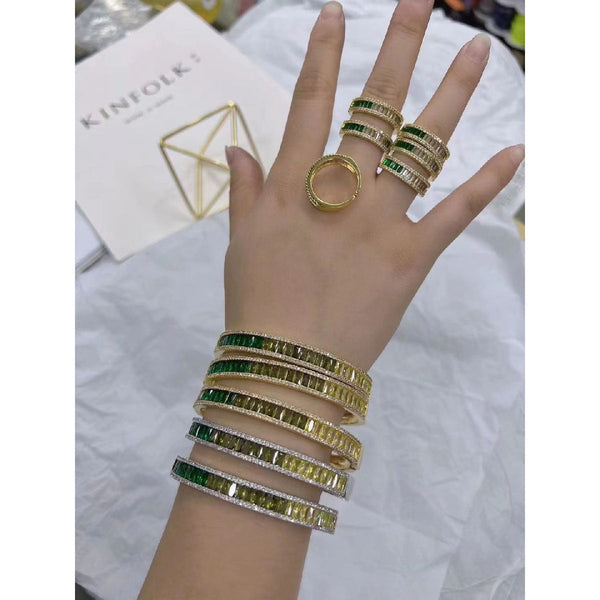 Graduating Shades Green Yellow Zircon Gold Openable Bangle Kada Bulk Main image