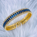 Multi Colour Copper Baguette CZ 18K Gold Cuff Kada Bangle Bulk