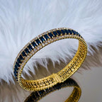 Multi Colour Copper Baguette CZ 18K Gold Cuff Kada Bangle Bulk