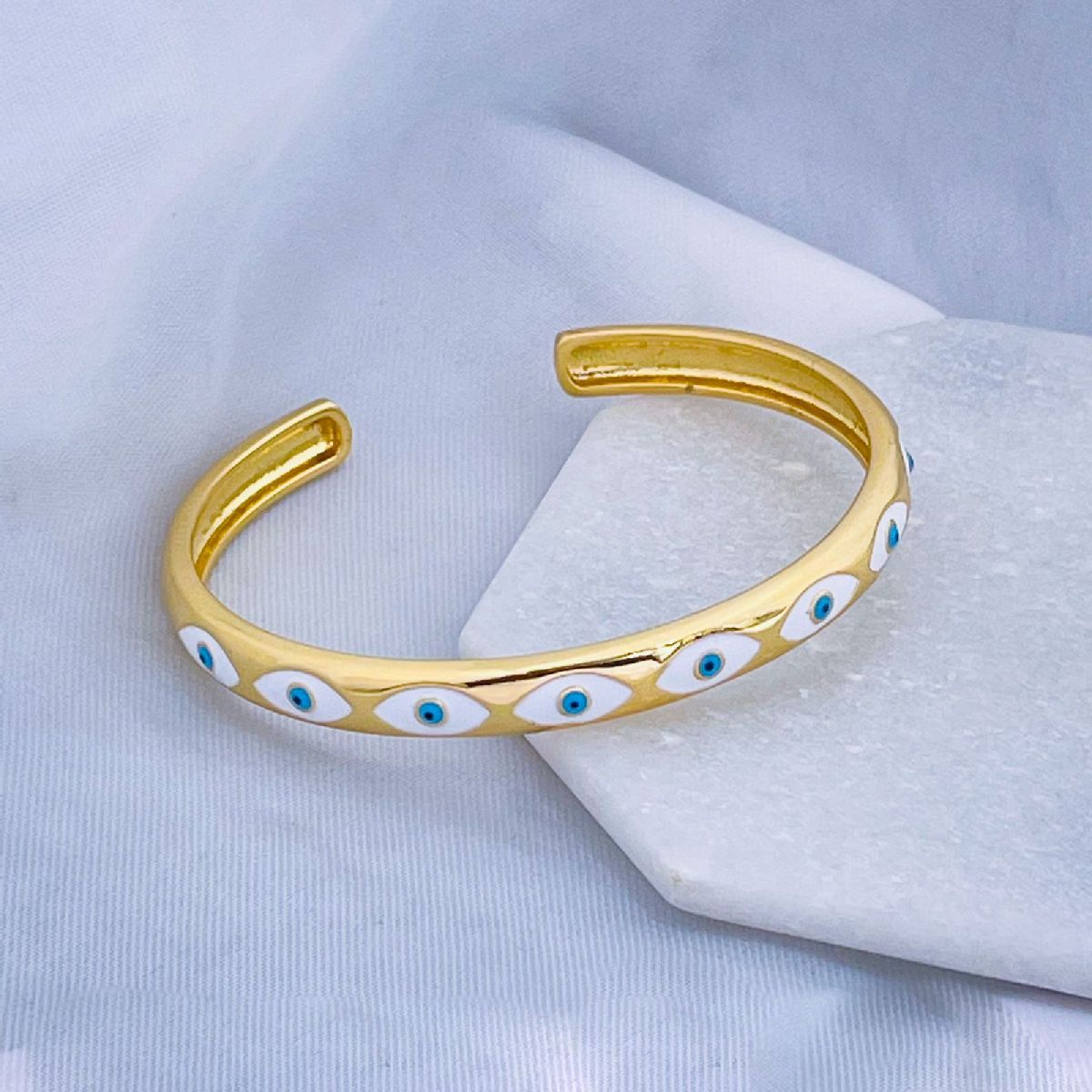 Copper Multi Colour Evil Eye Enamel 18K Gold Bangle Cuff Kada Bulk