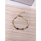 Multi Colour CZ Crystal 18K Gold Stainless Steel Snake Bracelet Bulk