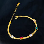 Multi Colour CZ Crystal 18K Gold Stainless Steel Snake Bracelet Bulk