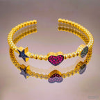 Star Heart Round Cubic Zirconia Crystal Copper Gold Bangle Cuff Bulk