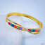 Rainbow Princess Cut CZ Crystal Copper Gold Bangle Kada Bulk