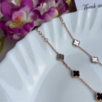 Clover Flower Black 18K Gold Stainless Steel Adjustable Bracelet Bulk