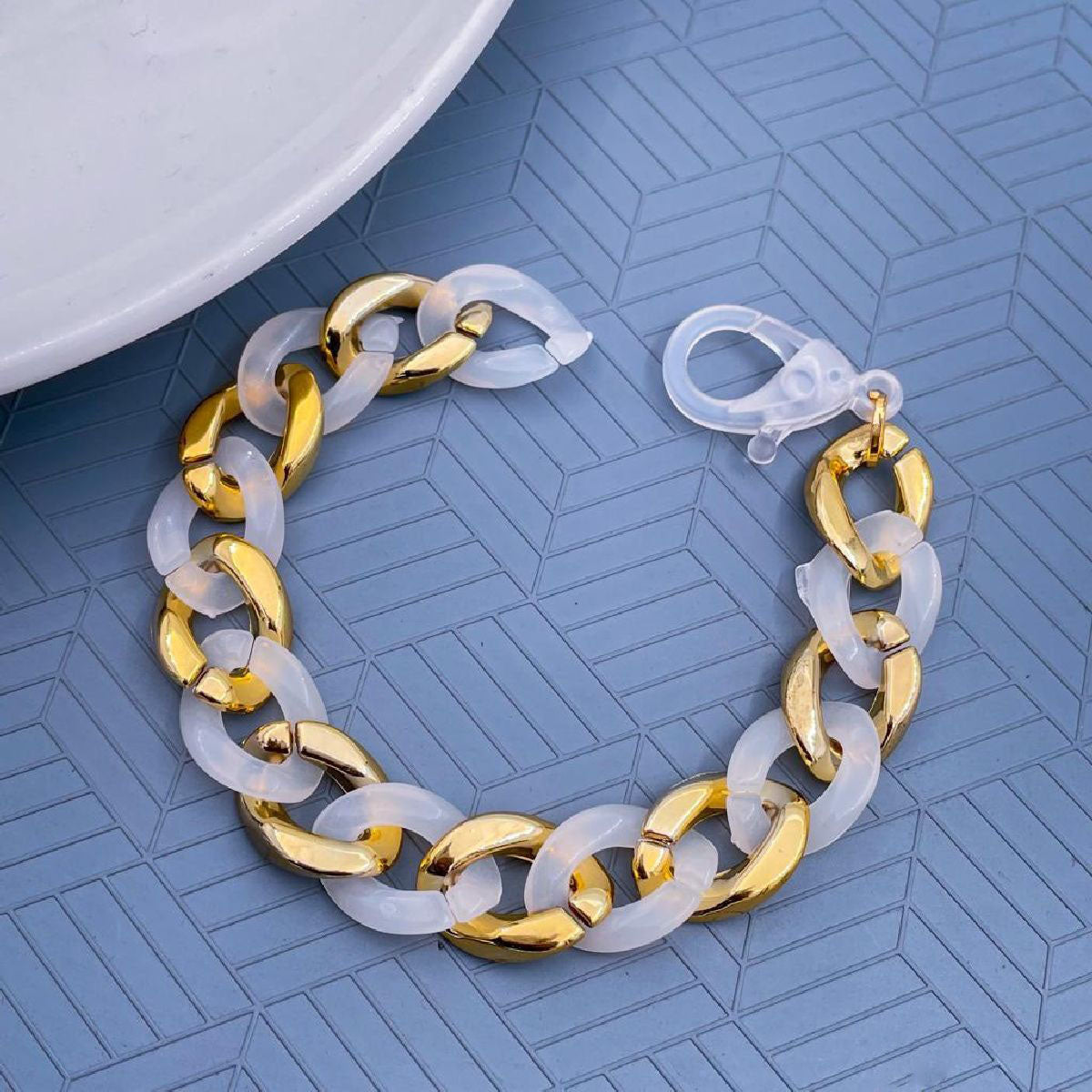 Gold Silver Acrylic Funky Curb Bracelet For Women Bulk Main image