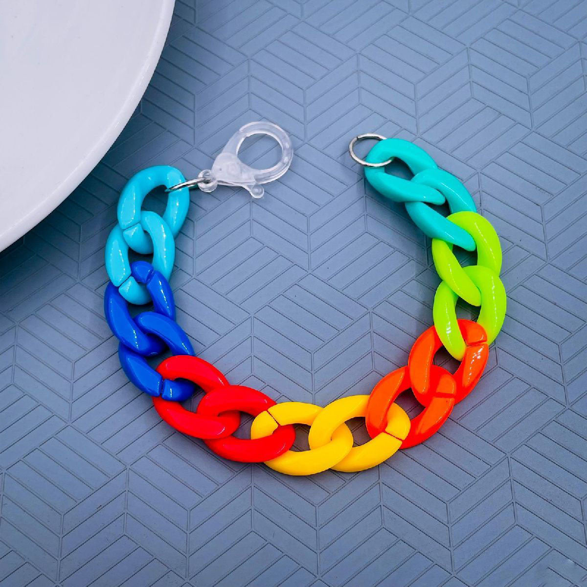 Multi Color Acrylic Funky Curb Bracelet For Women Bulk Main image