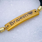 Stainless Steel Letter Engrave 18K Gold Adjustable Id Bracelet Bulk