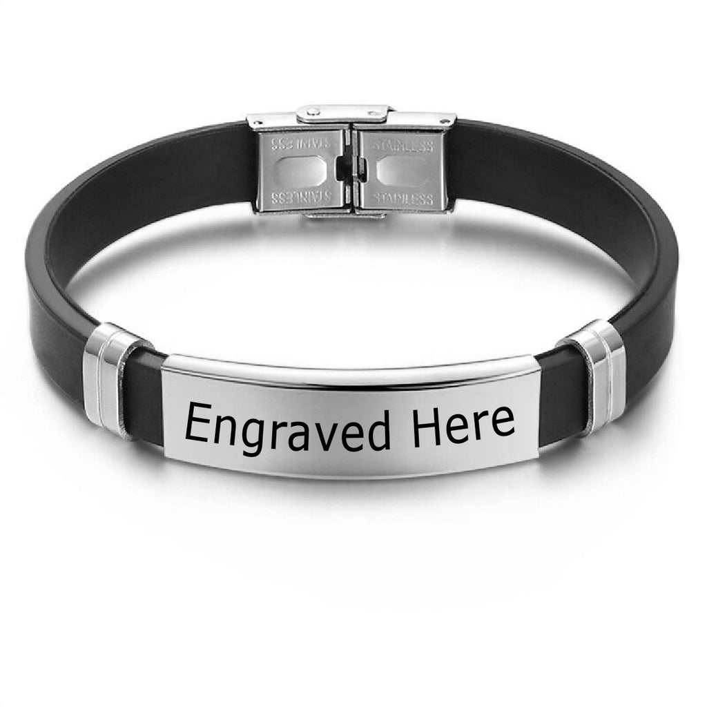 Customized Personalised Letter Engraved Id Wrist Band Bracelet Bulk