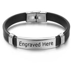 Customized Personalised Letter Engraved Id Wrist Band Bracelet Bulk