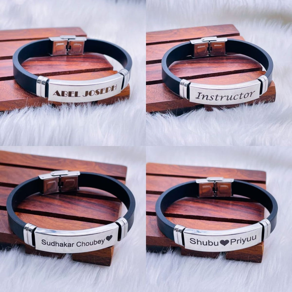 Customized Personalised Letter Engraved Id Wrist Band Bracelet Bulk