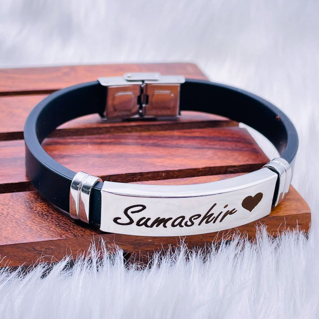Customized Personalised Letter Engraved Id Wrist Band Bracelet Bulk