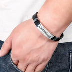 Customized Personalised Letter Engraved Id Wrist Band Bracelet Bulk