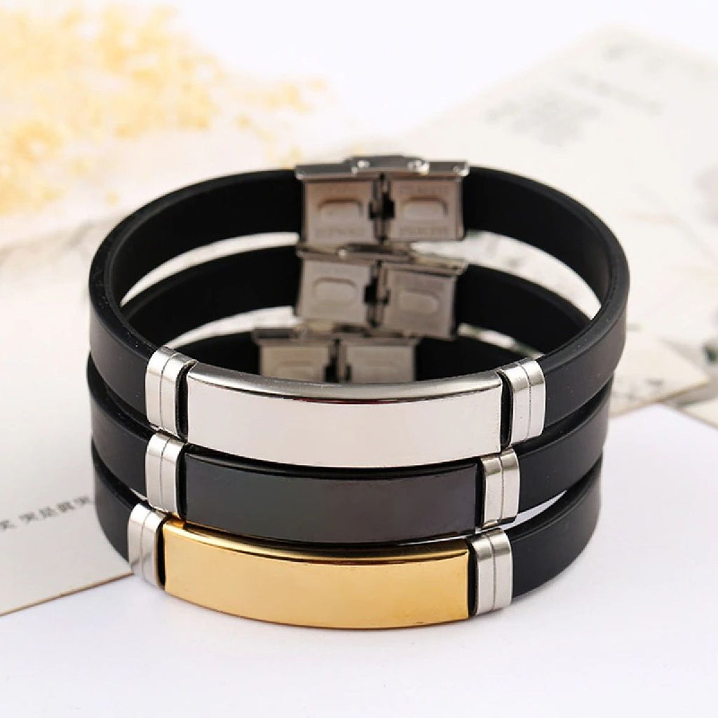 Customized Personalised Letter Engraved Id Wrist Band Bracelet Bulk
