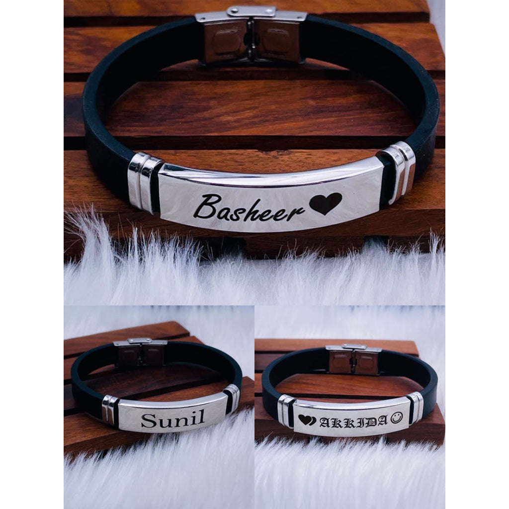 Customized Personalised Letter Engraved Id Wrist Band Bracelet Bulk