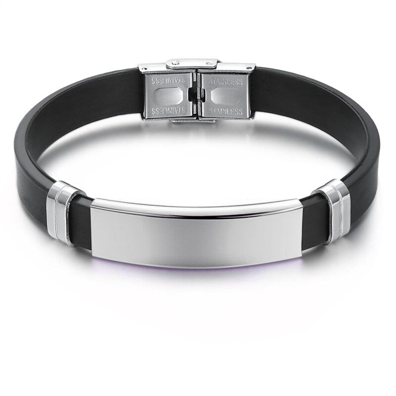 Customized Personalised Letter Engraved Id Wrist Band Bracelet Bulk