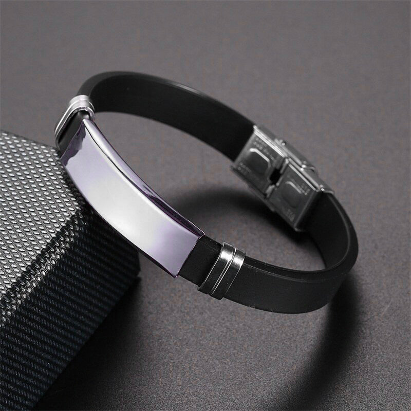 Customized Personalised Letter Engraved Id Wrist Band Bracelet Bulk