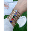 Purple Heart Love Cubic Zirconia 18K Gold Anti Tarnish Stainless Steel Snake Chain Bracelet for Women