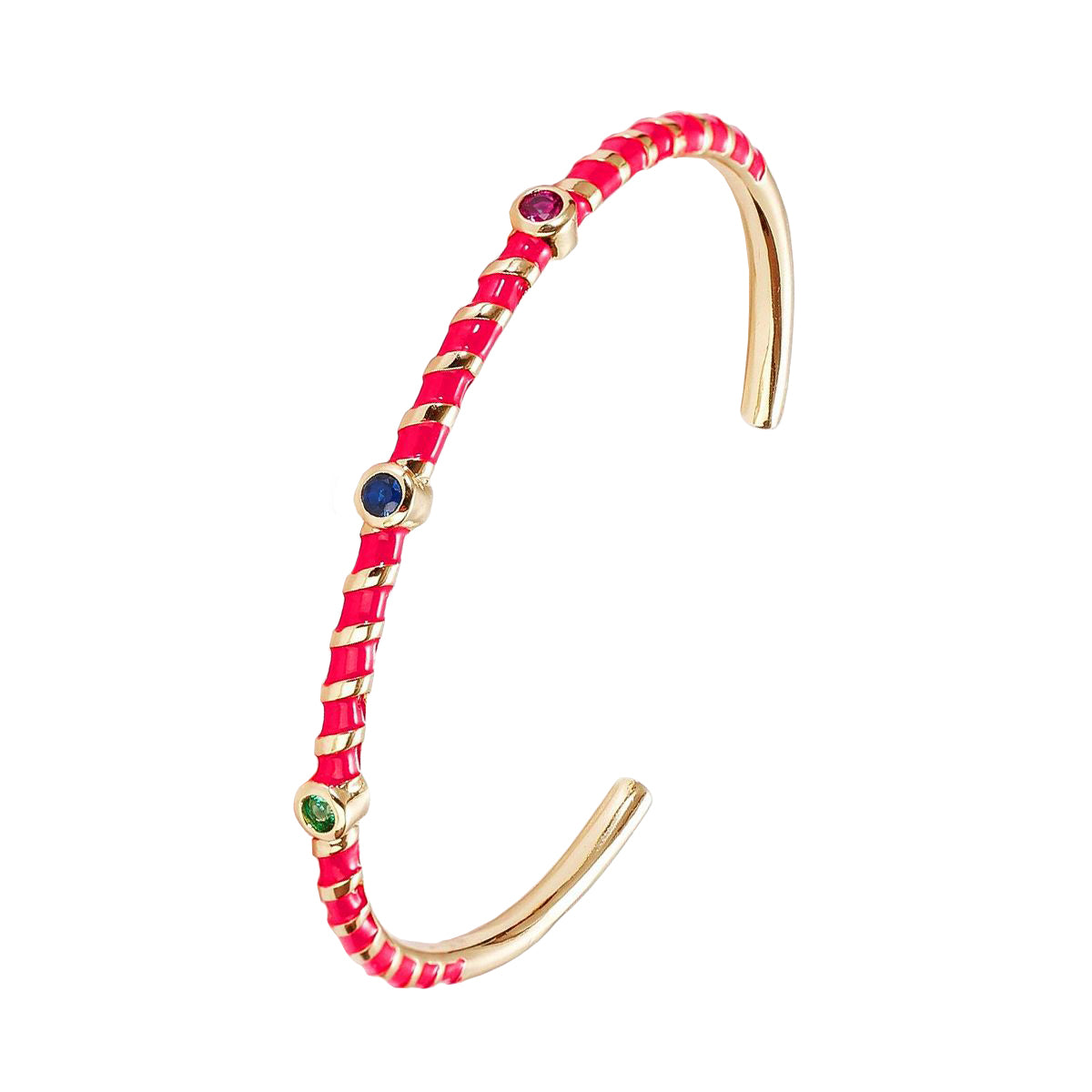 Hot Neon Pink Enamel Slim Studded Free Size Cuff Kada Bangle Bulk