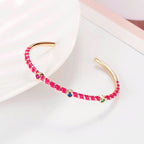 Hot Neon Pink Enamel Slim Studded Free Size Cuff Kada Bangle Bulk